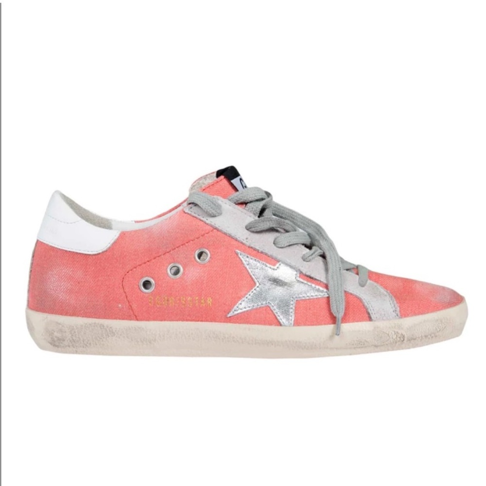 Golden Goose Superstar Coral Pink and Gray Sneakers with Silver Star size 38 - Picture 3 of 12